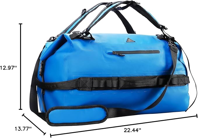 Haimont Large Waterproof Duffel Backpack Roll-Top Heavy Duty Dry Duffle Bag for Boating, Travel, Motorcycle, Kayaking, Camping, 60L
