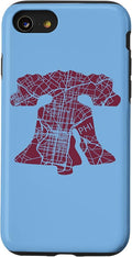 Philadelphia Street Map Liberty Bell Vintage Maroon Philly Case for iPhone SE (2020) / 7 / 8