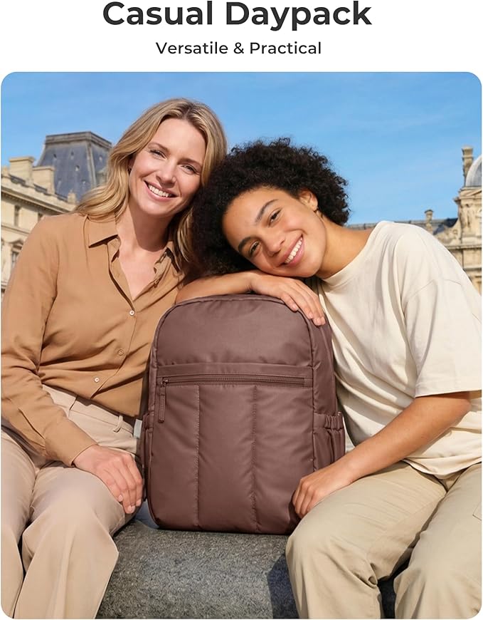 BAGSMART Backpack for Women, Travel Backpack with Large Side Pocket, 15.6 Inch Work College Backpack Purse, Waterproof Business Teacher Laptop Bag, Chocolate