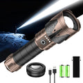 SKYFIRE Rechargeable Tactical Flashlight with Ignition Lens,10000 Super Bright LED Flashlights High Lumens,Zoomable 6Modes Waterproof Camping Survival Gear for Outdoor Emergency,Fire Starter-Gift Box