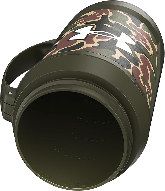 Under Armour Half Gallon Water Bottle Insulated, 64oz Insulated Water Bottle with Handle, Fence Hook, Leak Resistant, for Baseball, Football & More - Green Hyper Camo