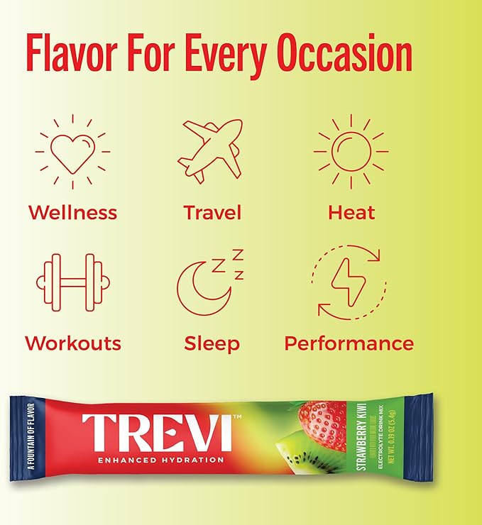 TREVI™ Everyday Sugar Free Electrolytes - Essential Drink Mix Hydration Powder Packets - 28 Count - Strawberry Kiwi
