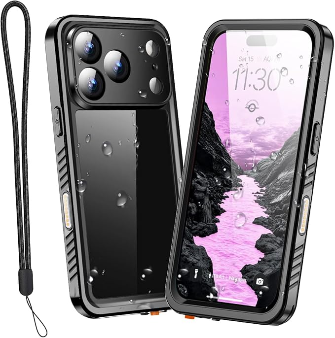 AICase Compatible with iPhone 17 Pro Max Case Waterproof, Clear Water Proof Built-in Screen Protector Shockproof Dustproof Snowproof Full Body Rugged Underwater Phone Case with Lanyard