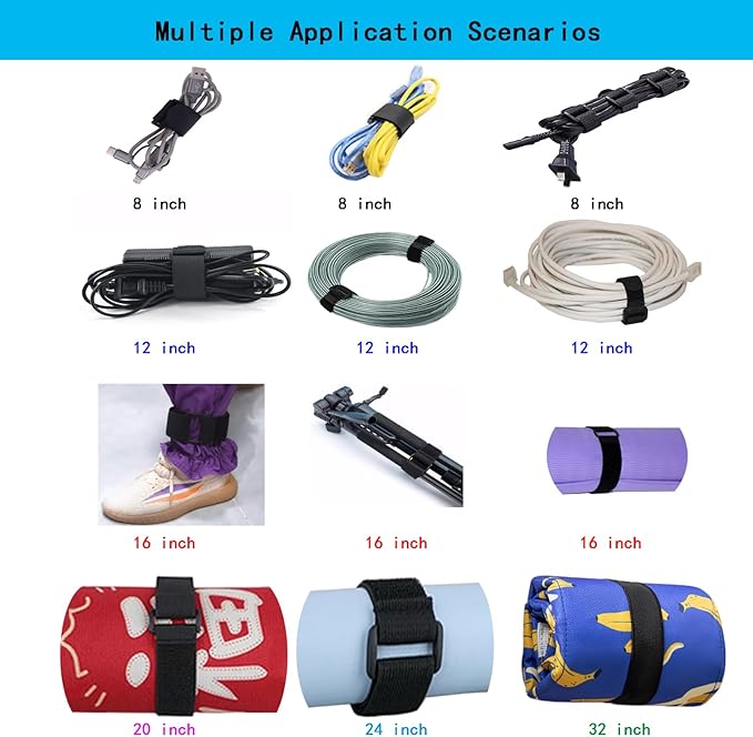 20 Pack (12 x 1 Inch) Reusable Fastening Cable Ties and Cable Straps,Adjustable Multi-Purpose Hook and Loop Straps Nylon Cable Ties Organizer Fastener Management Wire Straps