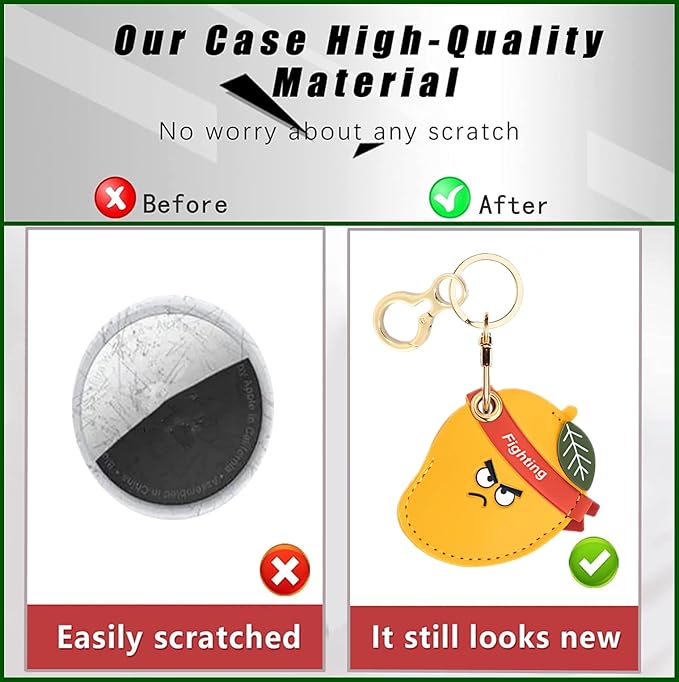 Leather Keychain Holder Case Compatible with AirTag,Cute air tag Cover with Keychain Ring,GPS Tracker Case for Keys
