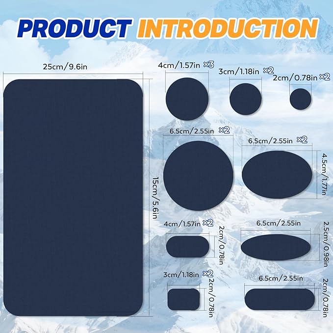 35Pcs Down Jacket Repair Patch Kit Pre-Cut Nylon Patches for Clothes Self-Adhesive Fabric Tape Waterproof Lightweight Outdoor Gear Tenacious Repair Tape for Puffer Jacket Coat Tent Backpack(Navy Blue)