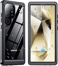 SPIDERCASE Upgraded for Samsung Galaxy S24 Ultra Case Waterproof,Built-in Screen & Camera Lens Protector[IP68 Underwater] [Military Grade Shockproof] Full Body Protection Phone Case,Black/Clear