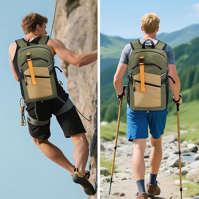 Small Hiking Backpack,20L Lightweight Travel Daypack,Ideal for Hiking,Traveling and Outdoor Adventure,Green