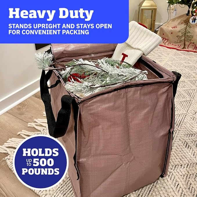 DURASACK Heavy Duty Storage Tote Bag with Zipper Top 22-Gallon Rugged Woven Polypropylene Moving Bag, Reusable Self-Standing Design, Holds up to 500 Pounds, Pack of 4, Mauve