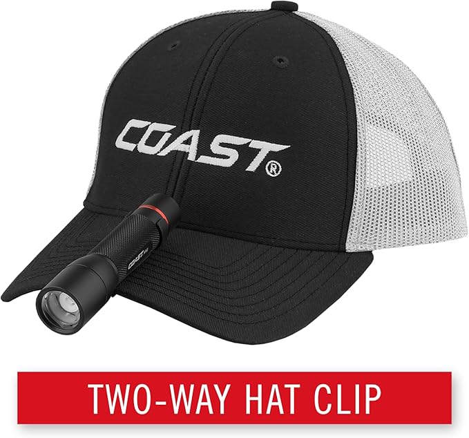 Coast HX5 410 Lumen LED Flashlight, Pure Beam Focusing, Slide Focus, Pocket Clip, Weatherproof, Pocket Sized, Black