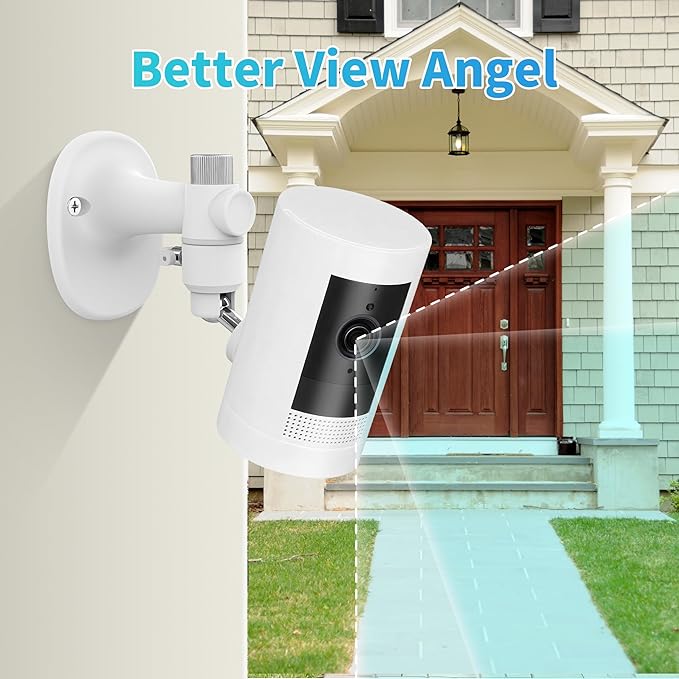 2Pack Wall Mount Bracket for Ring Stick Up Cam & Ring Outdoor Cam Plus, Adjustable Durable Mount Stand Also fit for eufy Arlo Simpllisafe Cam, Drill or No Drill Two Ways Installation Strong Adhesive