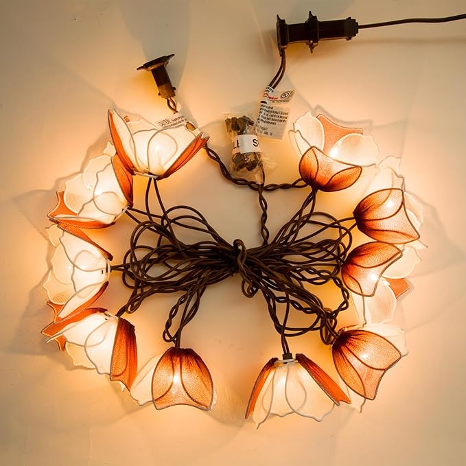 TWINKVILLA Decorative String Lights Plug in with 10 Bulbs, Flower Garland Fairy Lights Connectable Weatherproof Outdoor Indoor for Wedding Pergola Bedroom Porch Floral Home Decor (Purple White)