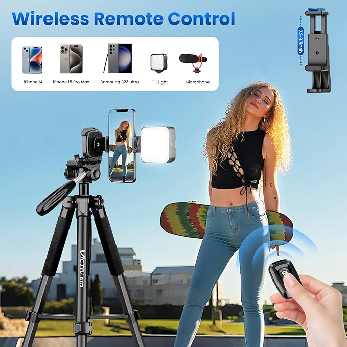 Tripod for Camera, 72" Tall Camera Tripod Monopod with Remote, Professional Heavy Duty Compact Camera Stand for Phone,DSLR, Spotting Scope, Telescope, Binocular