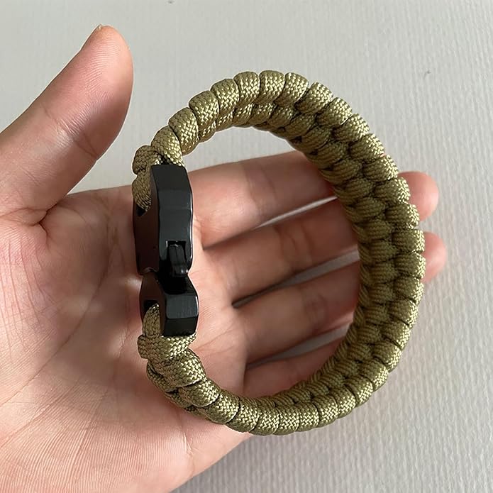 Parachute Cord Bracelets Trilobite Weaved Paracord Bracelet with Side Release Buckle 8.7 inch Black Bracelet for Men Women 1 Set