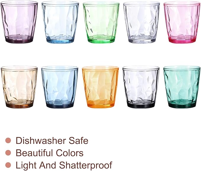 uxcell 7oz Acrylic Drinking Glasses, 2Pcs Plastic Reusable Tumblers Drinkware Unbreakable Water Glasses Cups Stackable & Dishwasher Safe for Home Outdoors Restaurant, Cyan