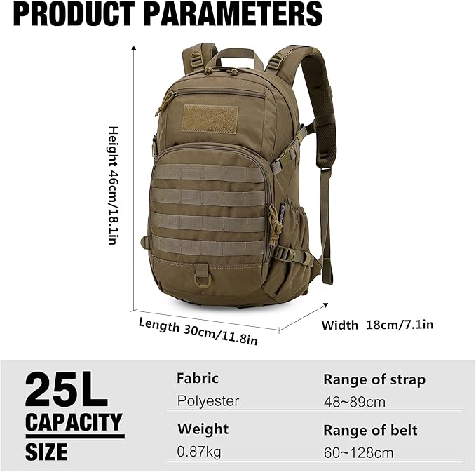 Mardingtop Small Tactical Backpack,Molle Hiking Backpack for Backpacking,Cycling and Biking,15L/25L Backpack