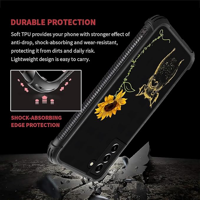 for Samsung Galaxy S21 Plus Case, Pig Sunflower Yellow Sunshine Pattern Graphic Design Girl Boy Soft Silicone Hard Acrylic Shock Protection for Samsung Galaxy S21 Plus