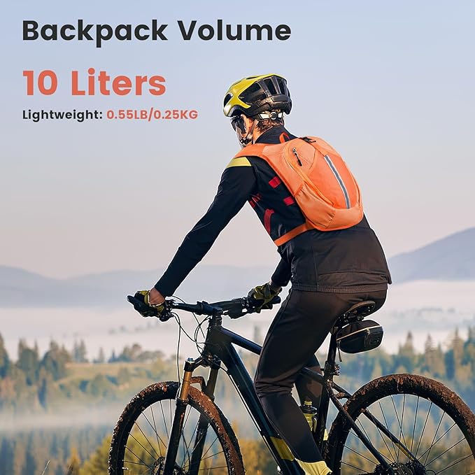 Small Hiking Backpack 10L - Lightweight Packable Foldable Backpack for Travel Camping Outdoor Commute, Compact Rucksack for Women Men(Orange)