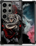 for Samsung Galaxy S24 Ultra Case, Entwined Rose Snake Pattern Graphic Design Girl Boy Soft Silicone Hard Acrylic Shock Protection for Samsung Galaxy S24 Ultra