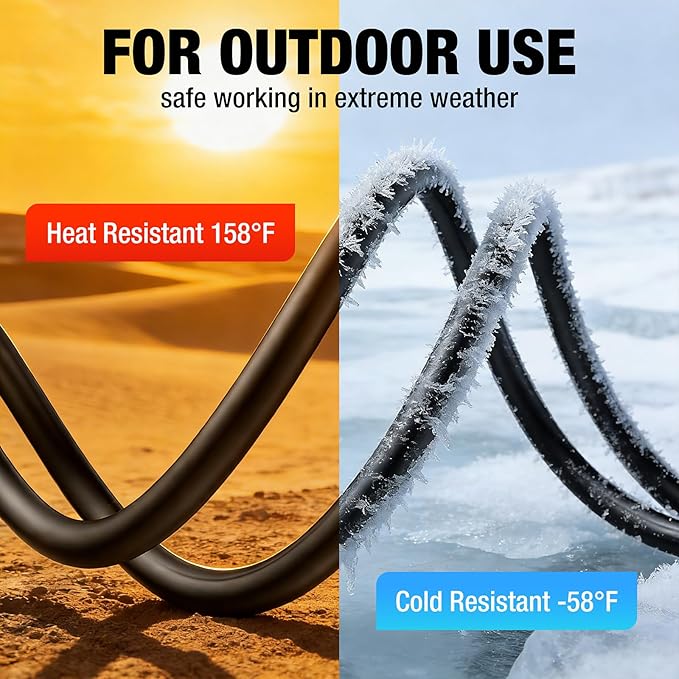 Outdoor Extension Cord 15 FT Waterproof, 12/3 Gauge Heavy Duty 3 Prong Power Cord with Lighted Indicator End, 15A 125V 1875W SJTW, ETL Listed, Great for Lawn/Garden/Home(Black)