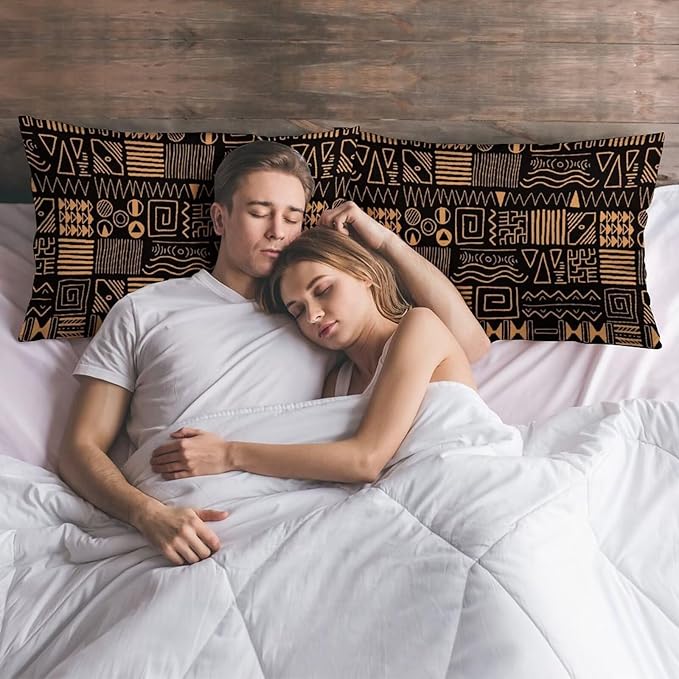 African Ethnic Pattern Throw Pillow Covers Set of 2 Queen Size Abstract Tribal Art Pillow Cushion Cases Standard Pillow Cases Decorative Pillowcase 20X30 Inch for Sofa Bed