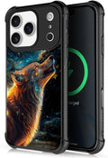 for iPhone 17 Pro Case,for MagSafe Graphic Design for Girl Boy Soft Silicone Hard Acrylic Shock Protection Designed for iPhone 17 Pro Star Cave Hungry Wolf Pattern