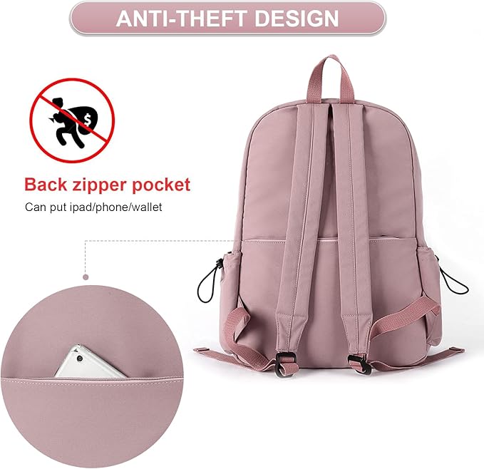 Purple School Backpack for Girls Water Resistant High School Book Bag Simple Backpack for Teens Boys Girls, Lightweight Simple Middle School Back Pack Daypack