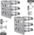 2pcs Universal Wall Mounting Bracket with 6 Loops, Stainless Steel Vertical Pole Mount Adapter for CCTV Security Camera PTZ Dome Indoor Outdoor AP Access Point Client CPE