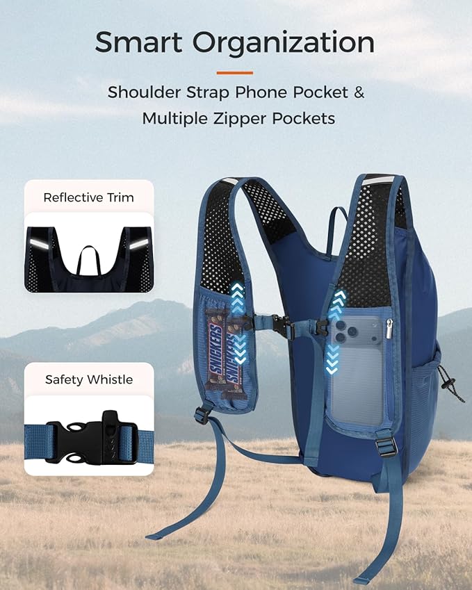 ECOHUB 15L Lightweight Packable Hiking Backpack for Travel, Small Daypack with Chest Strap & Phone Pocket, Water Resistant Foldable Backpack for Men Women