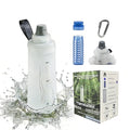 750ML Collapsible Water Bottle with Filter, Squeeze Filtered Water Bottle, BPA-Free, Dual Filtration, Ultralight Water Filter System for Hiking, Camping, Backpacking (White, 25.4 OZ)