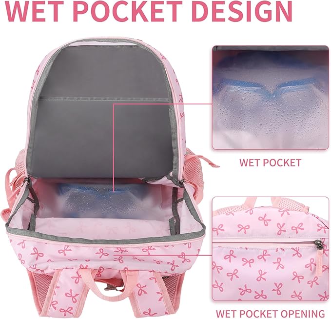 40l Foldable Pink Bow Backpack for Women Pink Waterproof Lightweight Packable Hiking Backpack Coquette Bow Travel Adventure Daypack for Women Gift Camping Travel Business Trip Supply
