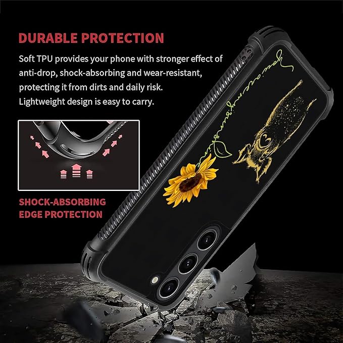 for Samsung Galaxy S23 Case, Pig Sunflower Yellow Sunshine Pattern Graphic Design Girl Boy Soft Silicone Hard Acrylic Shock Protection for Samsung Galaxy S23