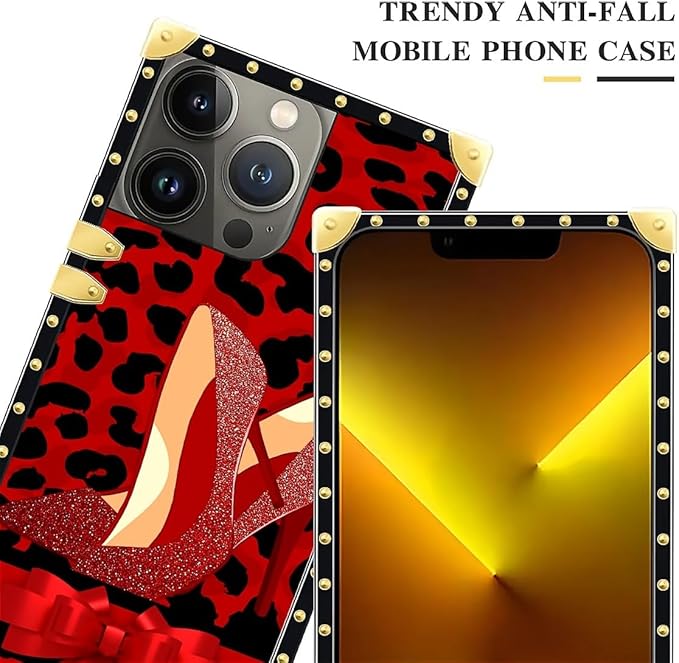 Compatible with iPhone 13 Pro Max Case, Elegant High Heels Luxury Golden Decoration for Girl Women Soft TPU Shockproof Protective Hard PC Back for iPhone 13 Pro Max