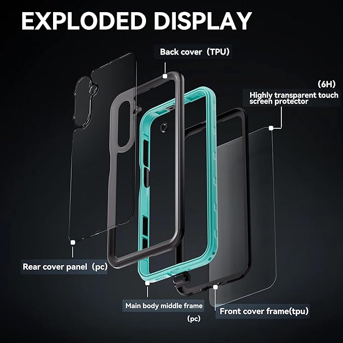 Hllhunkhe for Samsung Galaxy A16 5G Case Waterproof, [IP68 Waterproof Dustproof] [Built-in Screen Protector] Rugged Full Body Underwater Shockproof Protective Cover for Galaxy A16 5G Phone Case, Blue