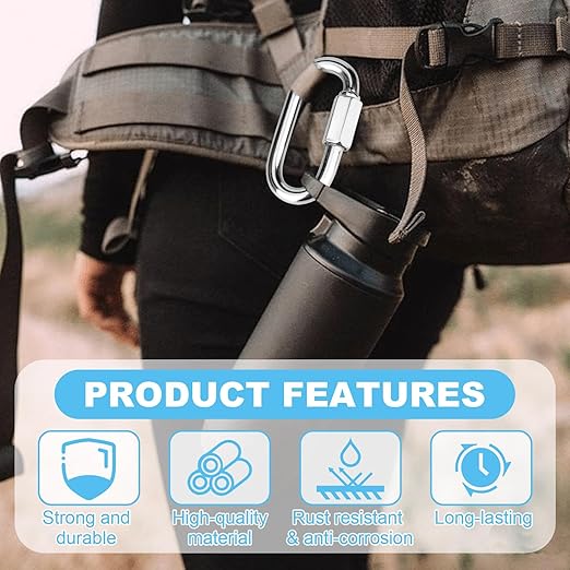 10 Pcs 1.5 Inch 304 Stainless Steel Screw Chain Quick Links, 175 Lbs Capacity Carabiner, Locking Quick Chain Repair Links, Pets Keychain for Outdoor Traveling Equipment
