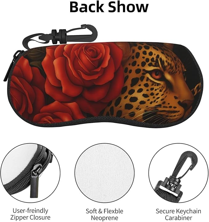 Watercolor Orca Whale Glasses Case Neoprene Portable Zipper Eyeglass Bag With Hook