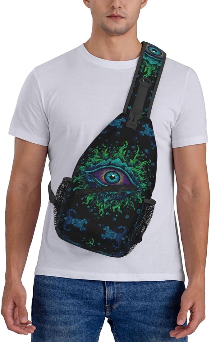 Psychadelic Trippy Art Sling Bag Crossbody Travel Hiking Chest Backpack Shoulder Daypack For Women Men