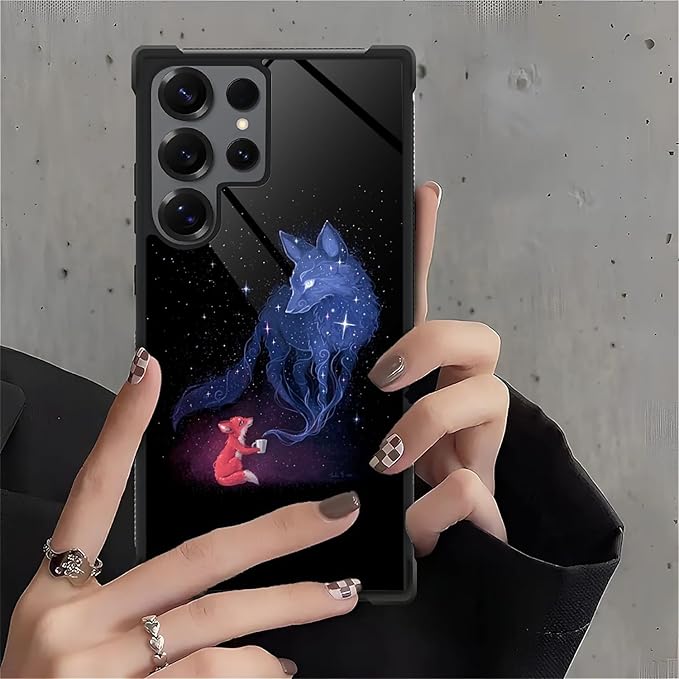 for Samsung Galaxy S25 Ultra Case,Graphic Design for Girl Boy Soft Silicone Hard Acrylic Shock Protection Designed for Samsung Galaxy S25 Ultra Galaxy Fox Wolf Pattern