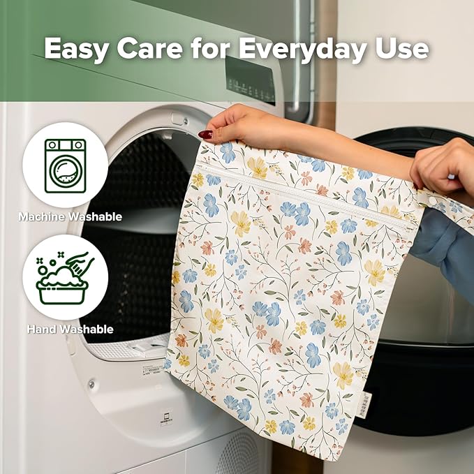 haakaa Water Resistant Wet Bags for Baby Wet Dry Bags for Cloth Diaper, Reusable Wet Bags for Baby Items, Swimsuit & Travel, 2pcs, Garden Flow
