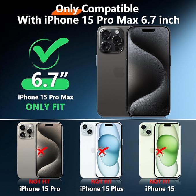 2025 New Designed for iPhone 15 Pro Max Case Waterproof, [Built-in Screen Protector & Glass Camera Protector][Full Body Shockproof][IP68 Underwater][Dropproof] Phone Case for iPhone 15 Pro Max 6.7"