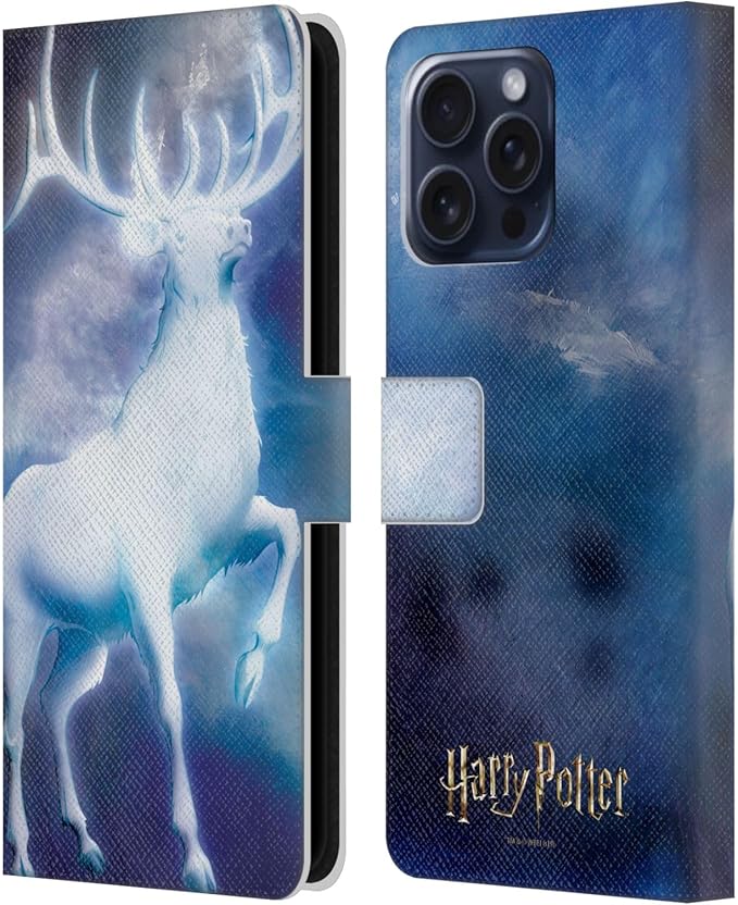 Head Case Designs Officially Licensed Harry Potter Stag Patronus Prisoner of Azkaban II Leather Wallet Case Compatible with Apple iPhone 16 Pro Max