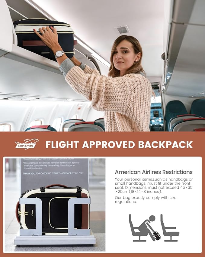 LOVEVOOK Carry On Travel Backpack For Women, 50L TSA Personal Item Backpack Flight Approved, Travel Bag for Airplanes Fit 18 Inch Laptop, Business Weekender Overnight Waterproof Daypack with 3 Cubes