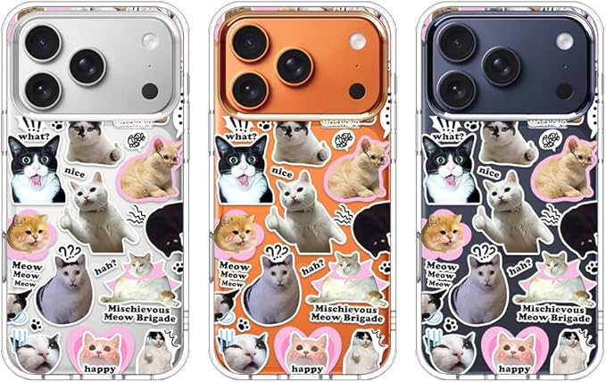 MOSNOVO for iPhone 17 Pro Case | Military Grade 6.6ft Drop Tested | Camera Control | Clear with The Cat Brigade Design