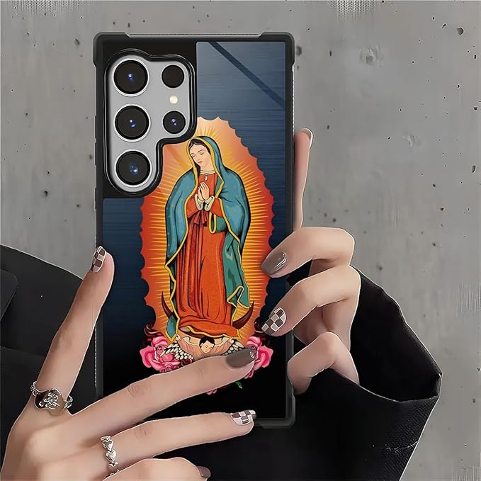 for Samsung Galaxy S26 Ultra Case,Graphic Design for Girl Boy Soft Silicone Hard Acrylic Shock Protection Designed for Samsung Galaxy S26 Ultra Red Virgen Guadalupe Pattern