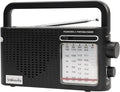 Portable Weather Radio AM FM SW, Wall Plug and Battery Powered, Transistor Radio with Bluetooth, Big Speaker, Large Dial, High/Low Tone Mode, Earphone Jack, Flashlight for Home and Outdoor