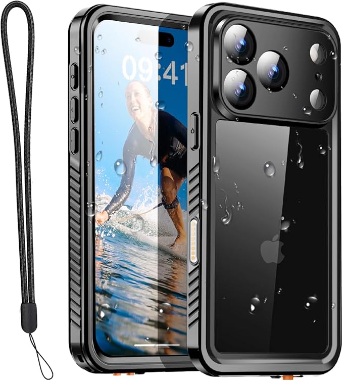 AICase Compatible with iPhone 17 Pro Max Case Waterproof, Clear Water Proof Built-in Screen Protector Shockproof Dustproof Snowproof Full Body Rugged Underwater Phone Case with Lanyard
