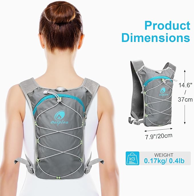 Lightweight Hydration Backpack with 2L Water Bladder for Men Women, Small Water Backpacks Running Vest for Hiking