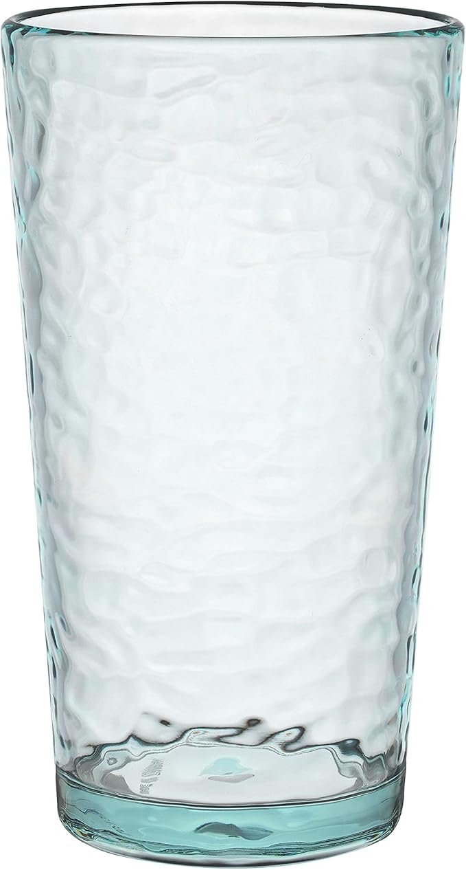 KLIFA- NICE- 20 ounce, Set of 6, Acrylic Highball Drinking Glasses, BPA-Free, Stackable Plastic Drinkware, Dishwasher Safe Cups, Light Teal