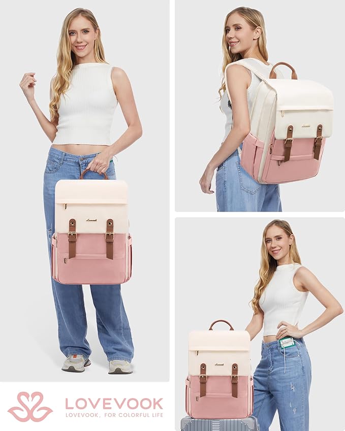 LOVEVOOK Travel Laptop Backpack Purse for Women Fashion Vintage Computer Backpack 15.6 Inch Large Teacher Nurse Backpack Casual Daypack for Business Work College