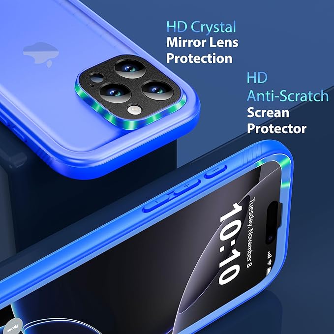SPORTLINK for iPhone 16 Pro Max Case - IP68 Waterproof Military Protective Full Body Heavy Duty Shockproof 360 Sealed Dustproof with Camera Screen Protector Cover for i Phone 16 Pro Max 6.9" Blue